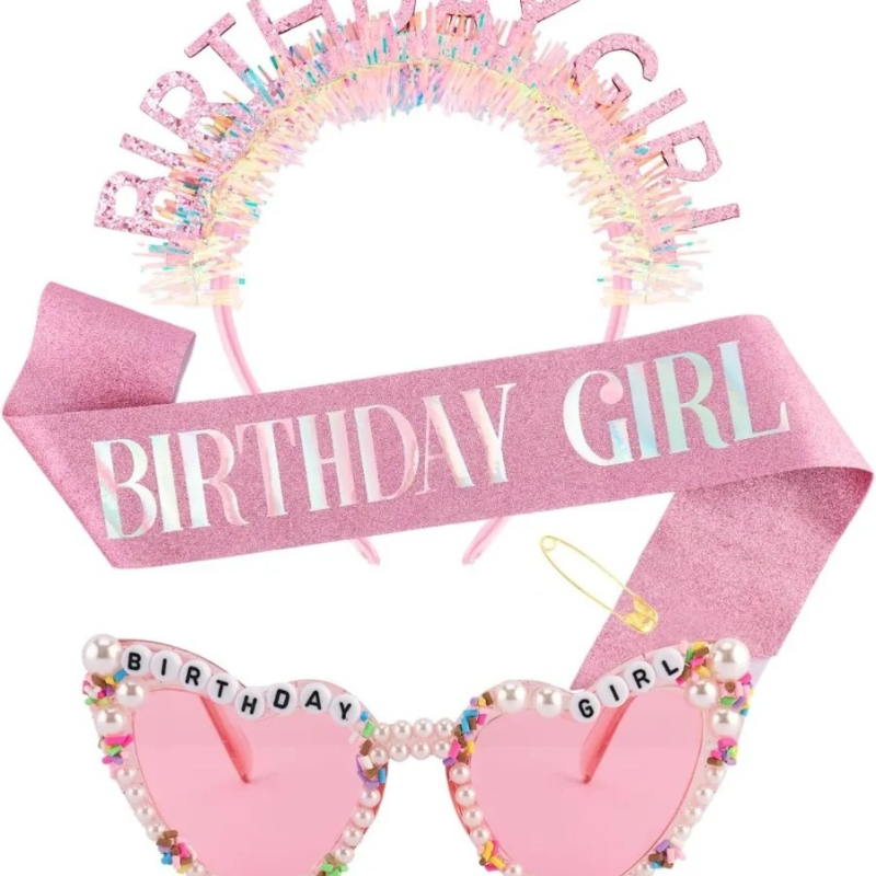 Birthday Sash Glitter - Birthday Girl Sash Glitter Headband Tiara