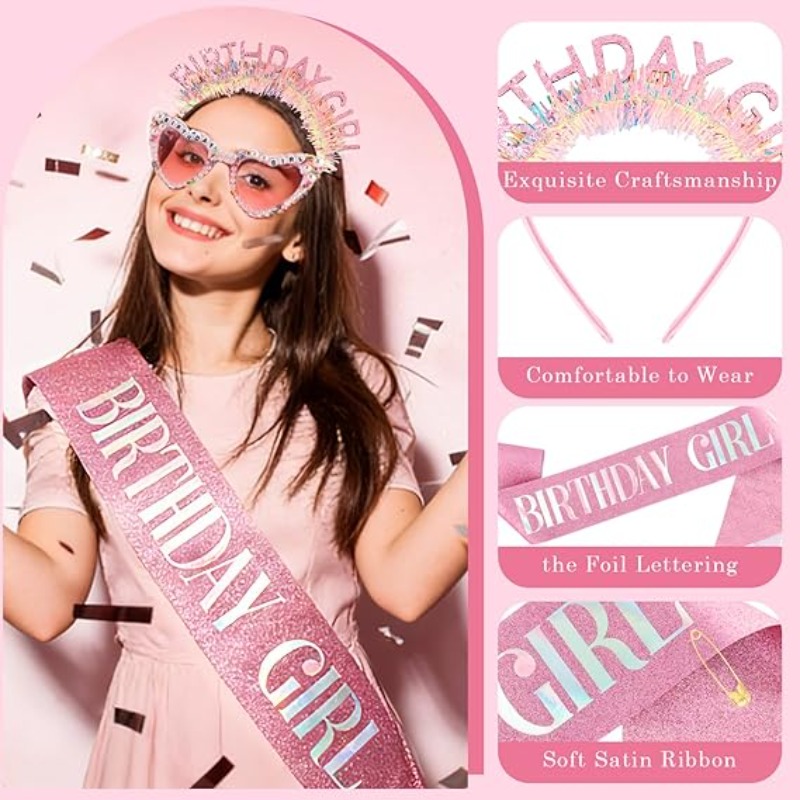 3pcs/set Birthday Girl Sash Gl - Birthday Sash Glitter recension och pris