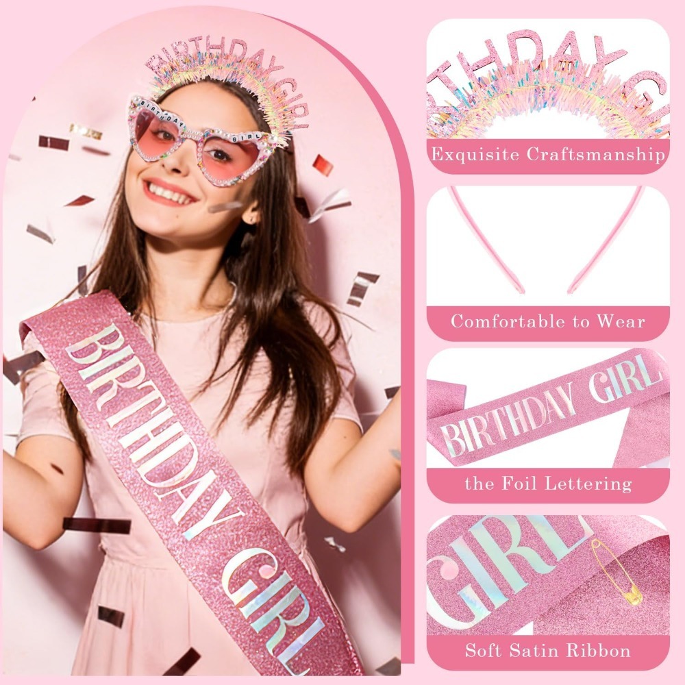 Birthday Girl Sash Glitter Hea - Birthday Sash Glitter recension och pris