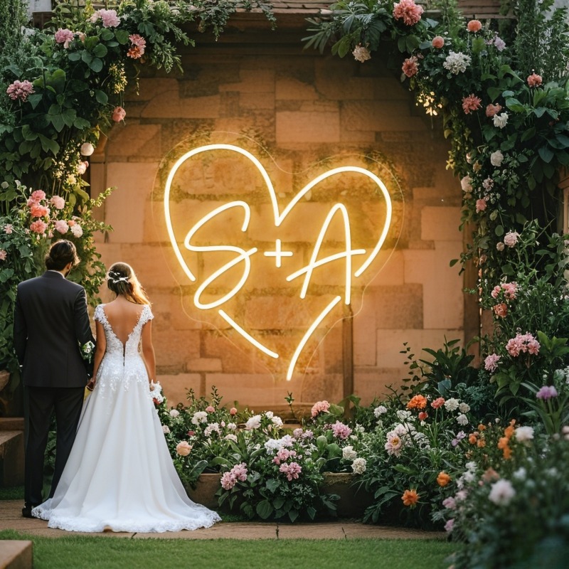Custom Initials Heart LED Neon - Neon Sign Party recension och pris