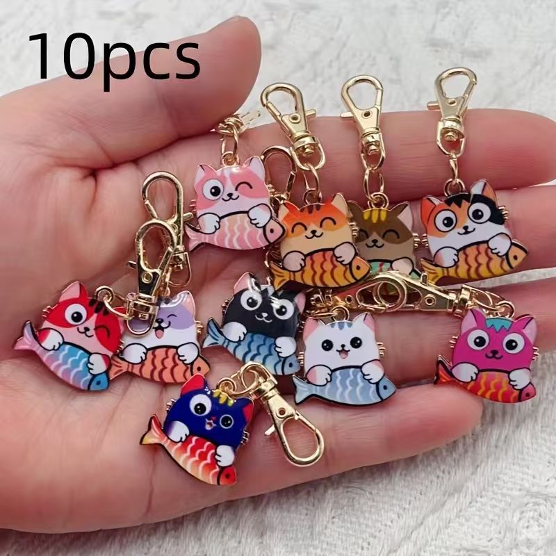 10pcs alloy printed cat keycha - Event Party recension och pris